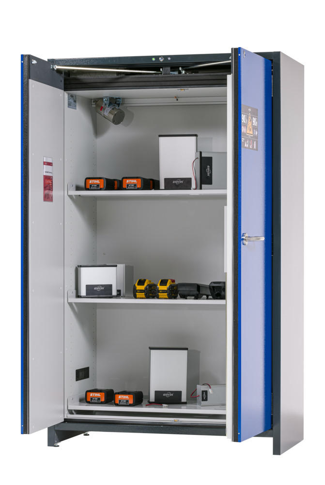 Armoire de stockage de batteries lithium-ion SafeStore Pro-Connect, 3 étagères, L 1200 mm - 1