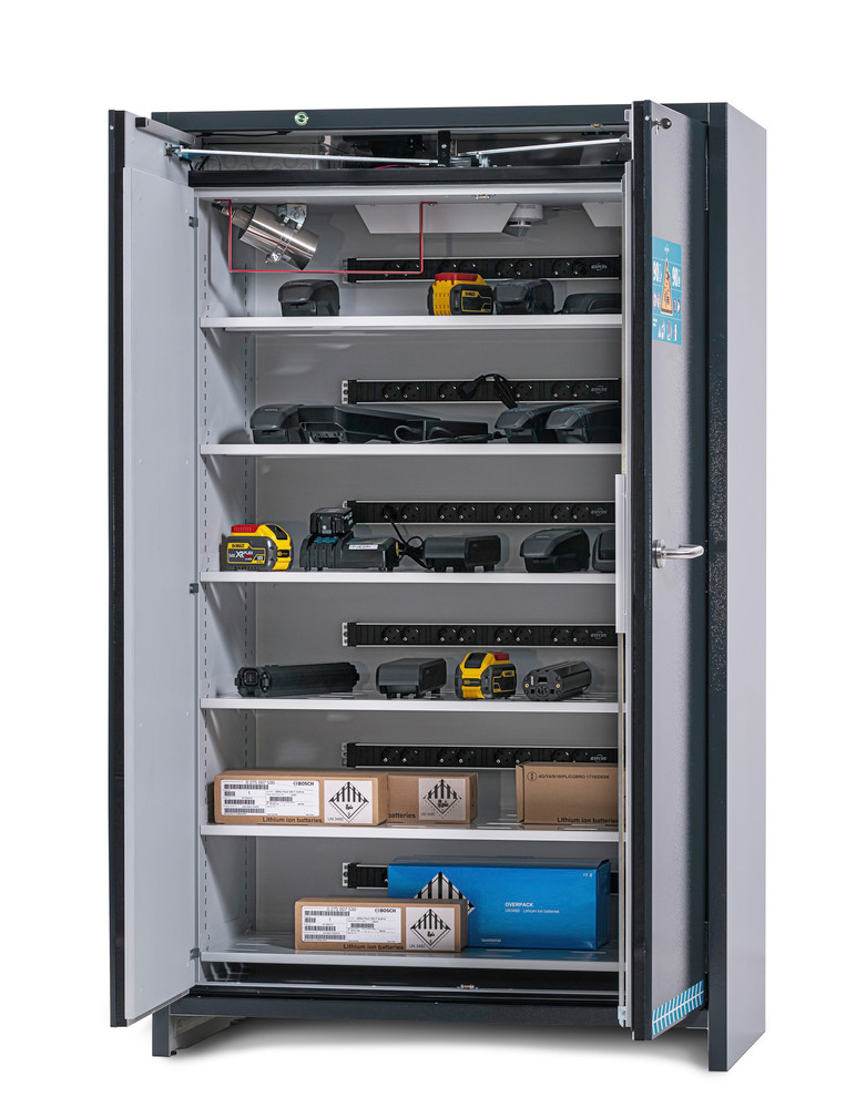 asecos lithium-ion battery charging cabinet SmartStore-Ultra, 6 shelves, W 1200 mm, UK - 3