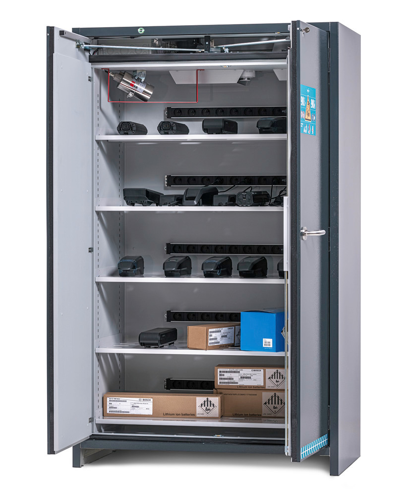 asecos lithium-ion battery charging cabinet SmartStore-Ultra, 5 shelves, W 1200 mm, UK - 3