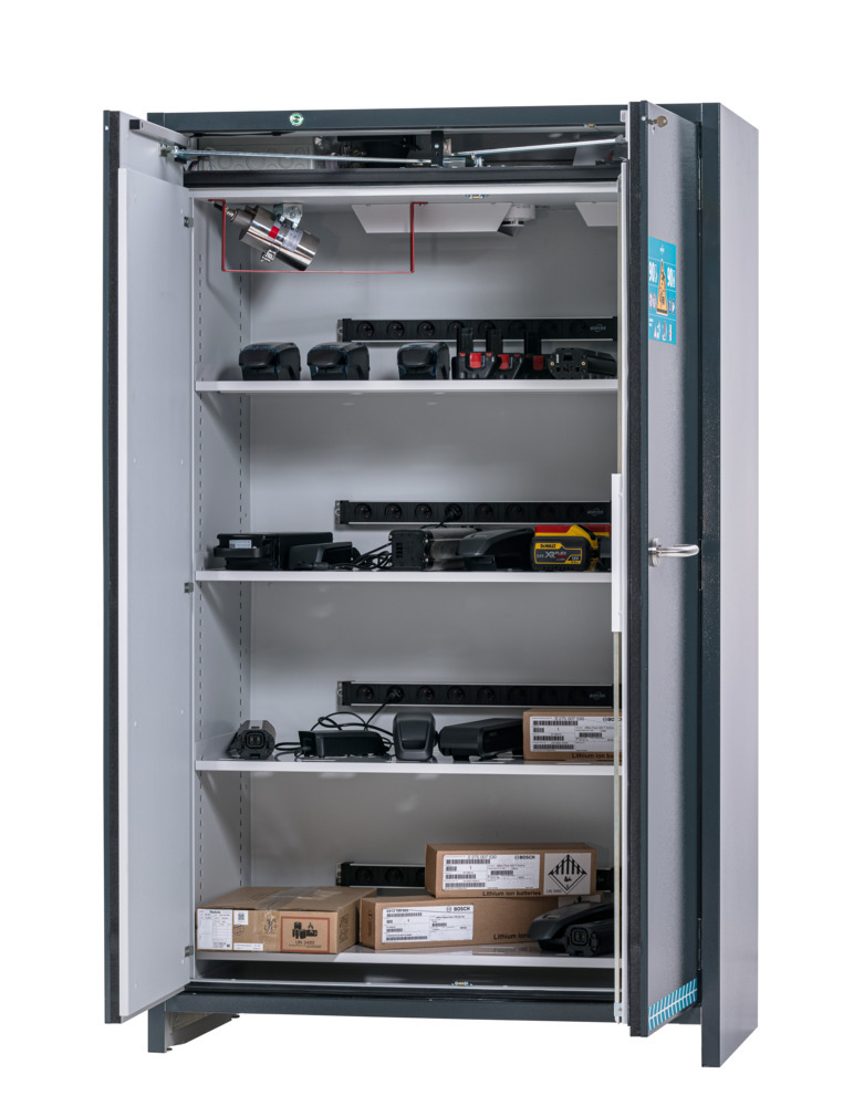 asecos lithium-ion battery charging cabinet SmartStore-Ultra, 4 shelves, W 1200 mm, UK - 3