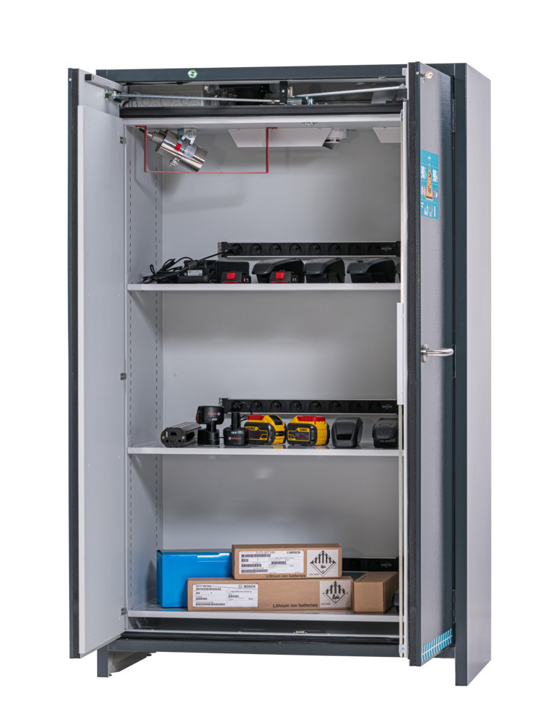asecos lithium-ion battery charging cabinet SmartStore-Ultra, 3 shelves, W 1200 mm, UK - 3