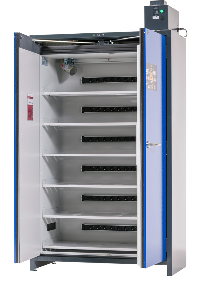 asecos lítium-ion akkumulátor töltő szekrény, SmartStore-Pro, 2.0 V, 6 polclap, sz: 1200 mm - 1
