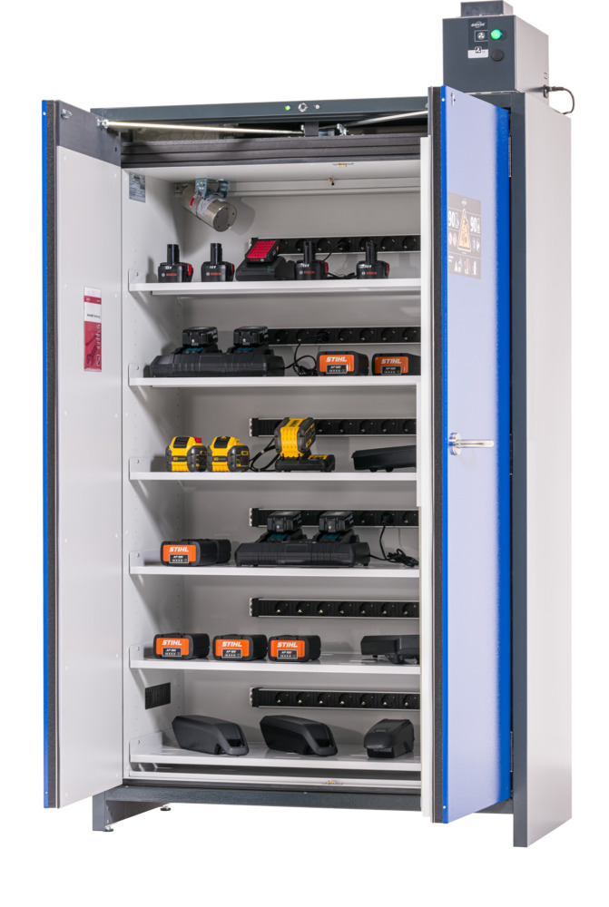 Armario para carga de baterías de ion litio, asecos SmartStore-Pro, 2.0-V, 6 estantes, ancho 1200 mm - 4