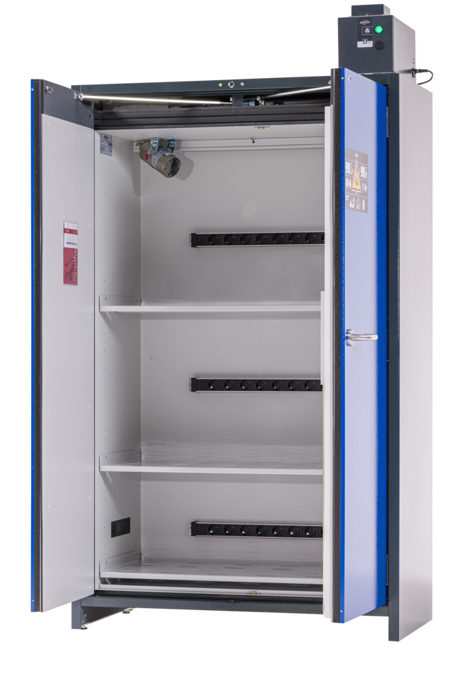 asecos lithium-ion battery charging cabinet, SmartStore-Pro, 2.0-V, 3 shelves, W 1200 mm, UK - 3