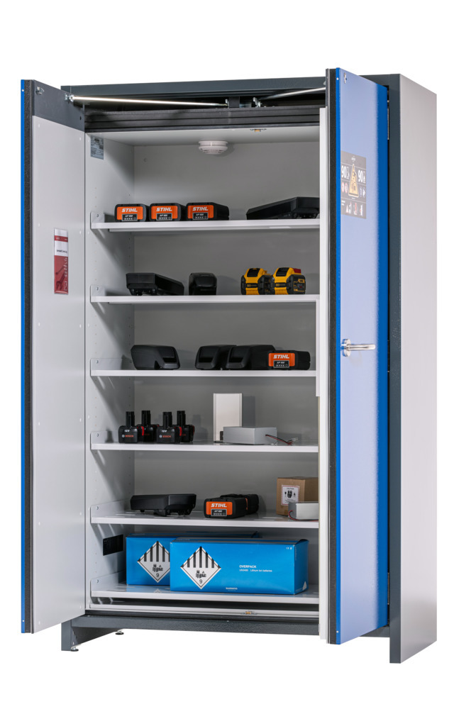 Armario para almacenamiento de baterías de litio asecos SafeStore Core, 6 estantes, ancho 1200 mm - 4