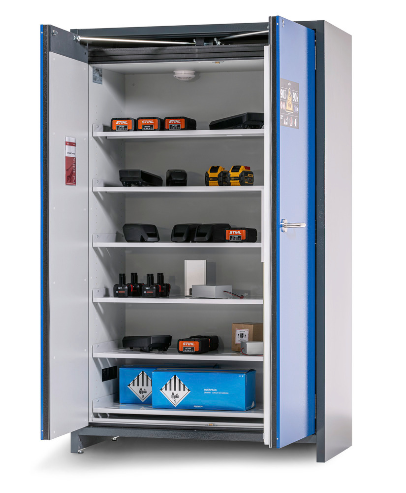 Armario para almacenamiento de baterías de litio asecos SafeStore Core, 6 estantes, ancho 1200 mm - 4