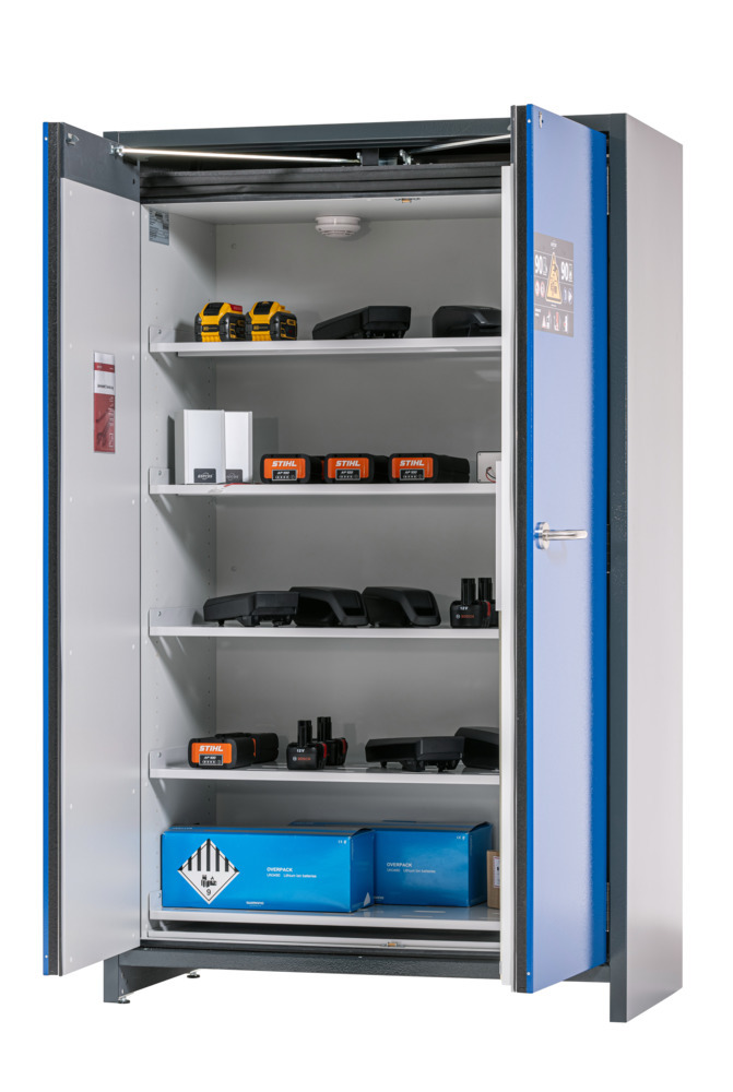 Armario para almacenamiento de baterías de litio asecos SafeStore Core, 5 estantes, ancho 1200 mm - 1