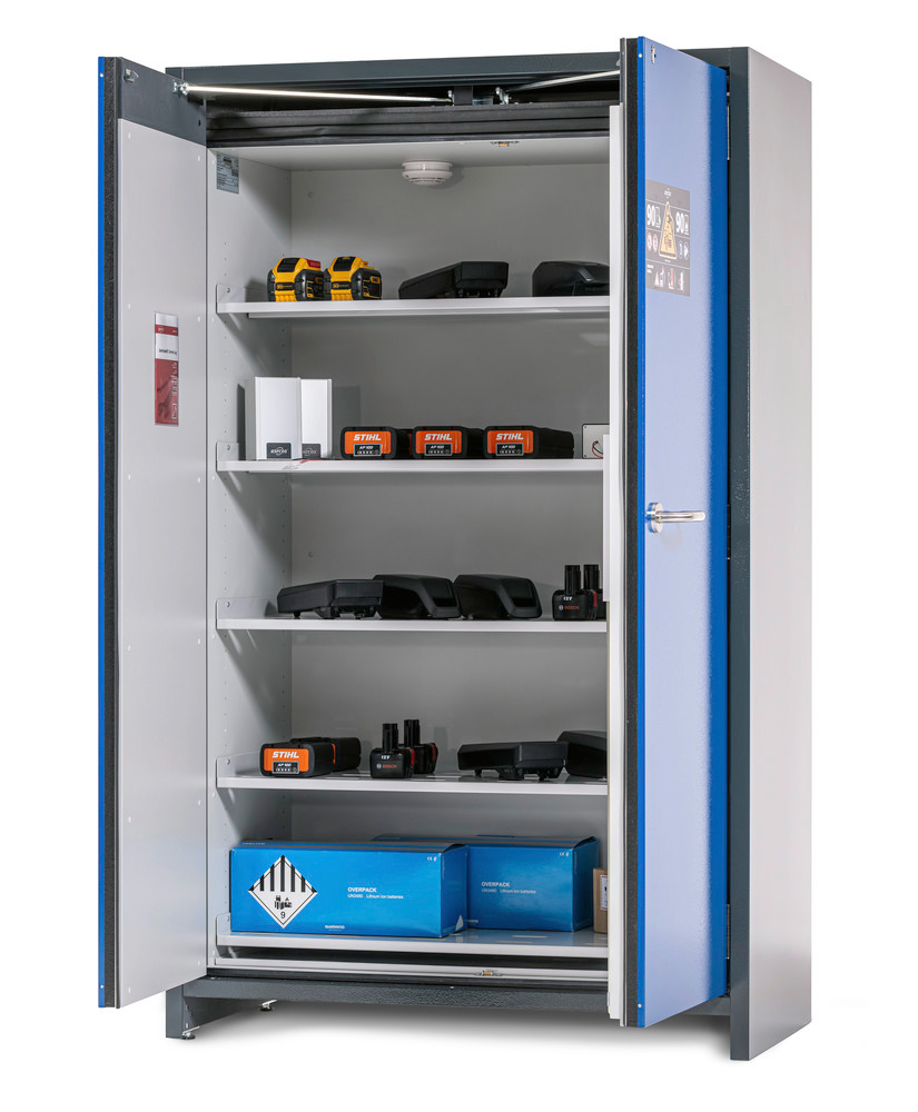 Armario para almacenamiento de baterías de litio asecos SafeStore Core, 5 estantes, ancho 1200 mm - 1