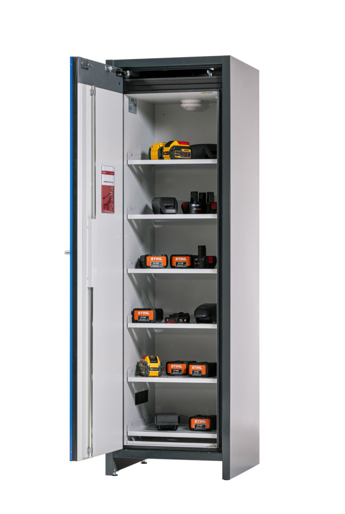 Armario para almacenamiento de baterías de litio asecos SafeStore Core, 6 estantes, ancho 600 mm - 4