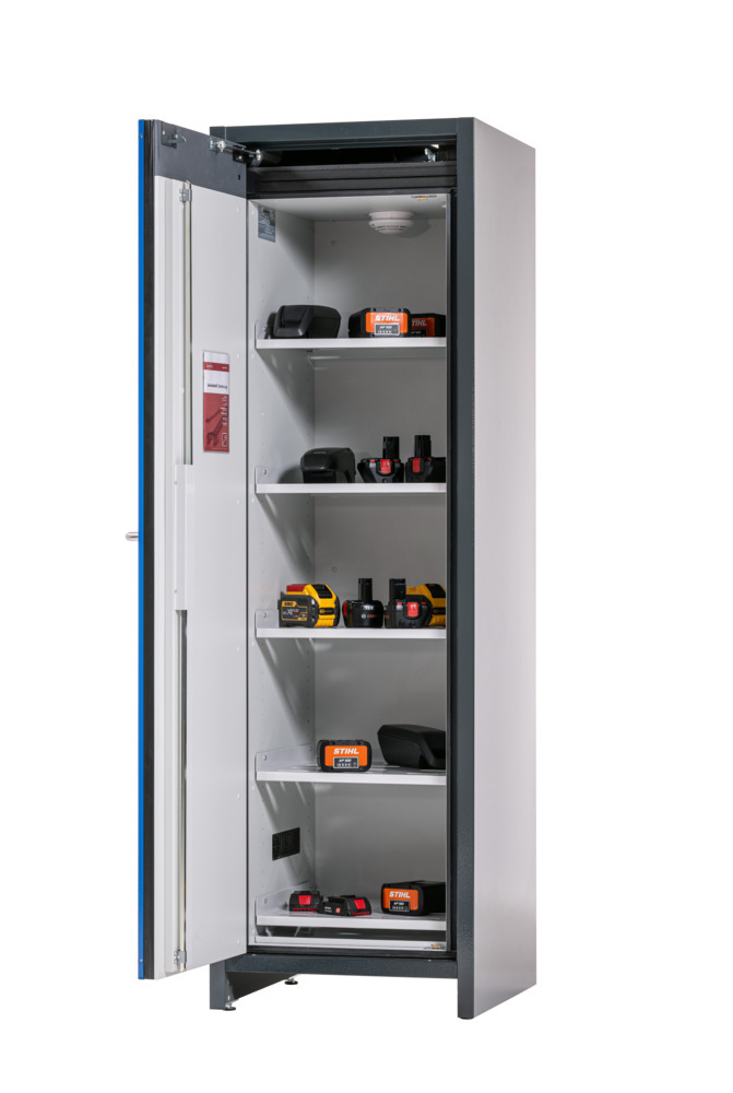 Armario para almacenamiento de baterías de litio asecos SafeStore Core, 5 estantes, ancho 600 mm - 3