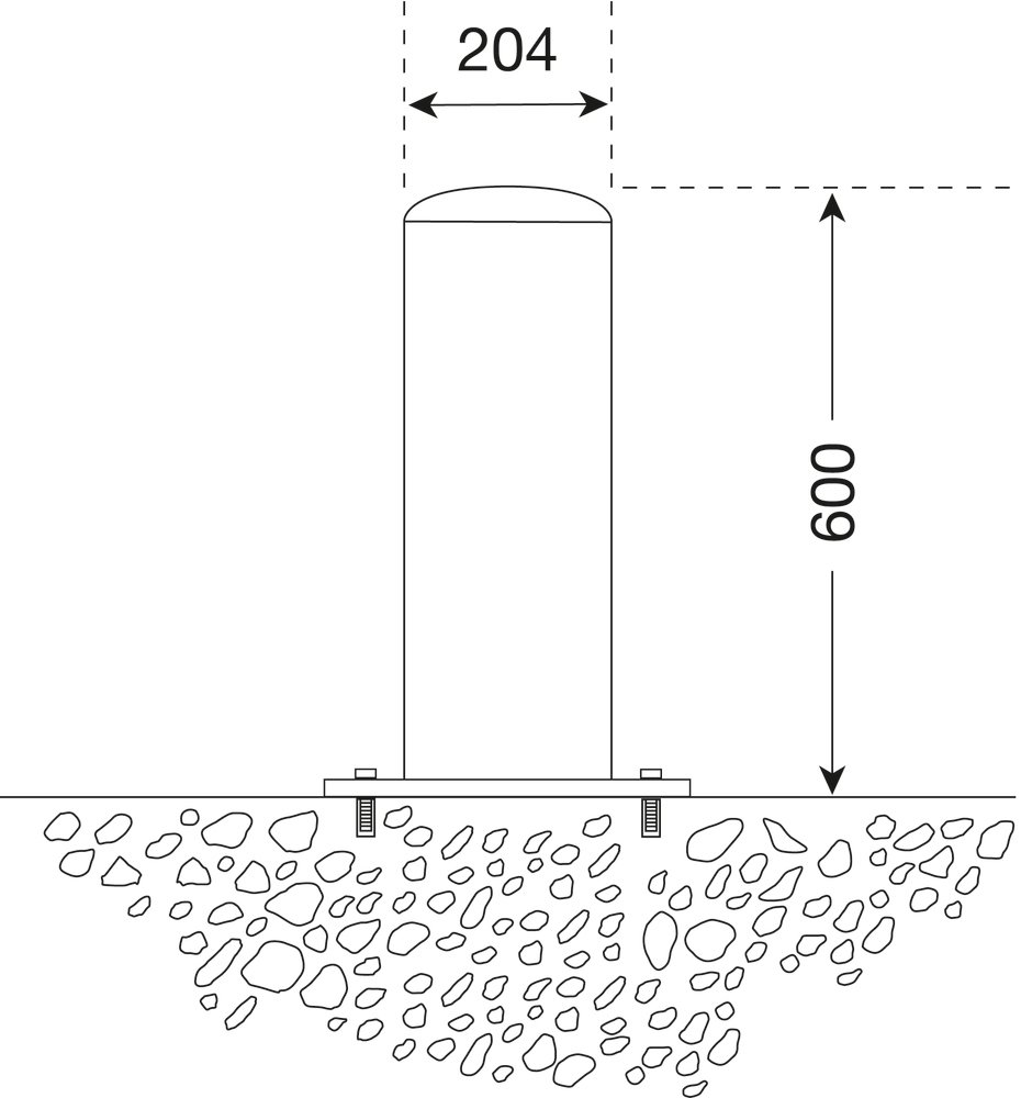 Edelstahlpoller XL zum Aufdübeln, ohne Ösen, ∅: 204 mm, Höhe 600 mm - 2