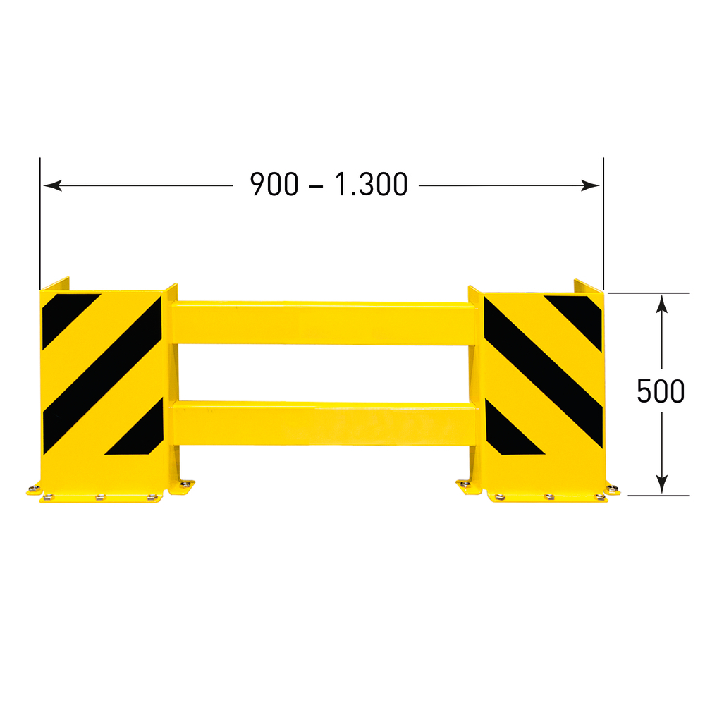 Regalschutz-Planke C-Profil, ausziehbar bis 1300 mm, gelb beschichtet, mit schwarzen Streifen - 3