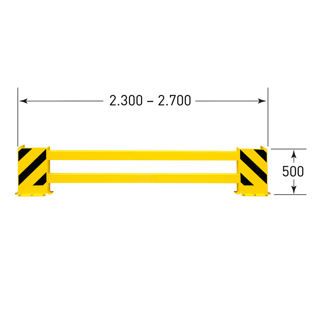Regalschutz-Planke C-Profil, ausziehbar bis 2700 mm, gelb beschichtet, Querbalken aus Kunststoff - 6