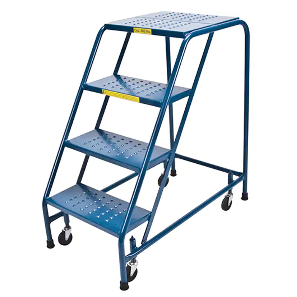 Rolling Step Ladder with Locking Step, 3 Steps, 18 in Step Width, 28 in - 1