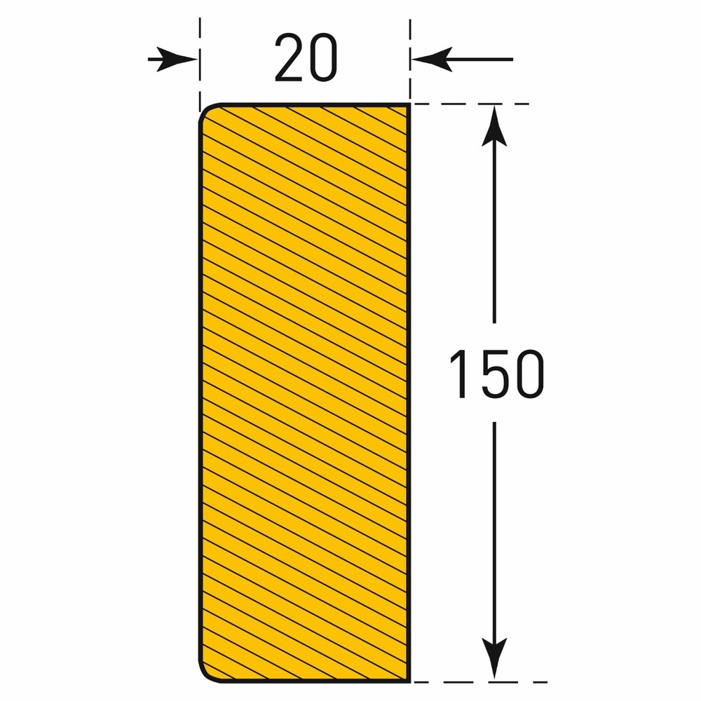 Prallschutz, Rechteck, Flächenschutz, selbstklebend, gelb/schwarz, Länge 5000, Breite 150 mm - 1