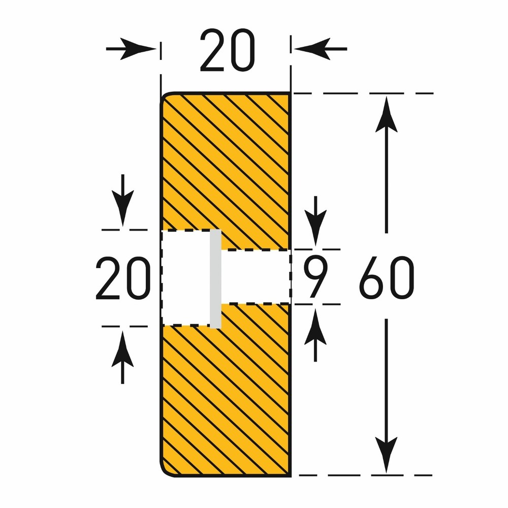 Prallschutz, Rechteck, gelb/schwarz, Länge 1000mm - 1