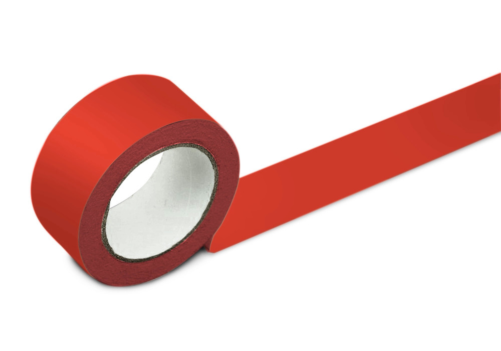 Gulvmarkeringstape, 50 mm bred, rød, 2 ruller - 1