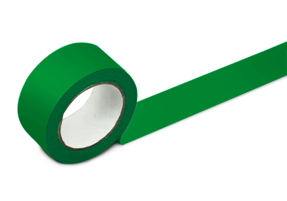 Banda adhesiva de señalización, 75 mm ancho, verde, 2 rollos - 1