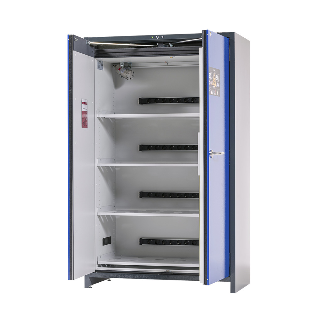 asecos lithium-ion charging cabinet, 90 Min fire resistant, 4 Shelves, 2 Door  - 3