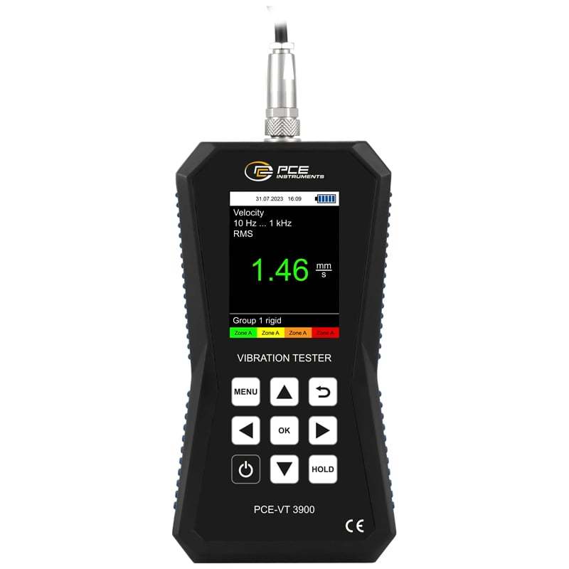 Medidor de vibración PCE-VT 3900, con modo FFT y registrador de datos + certificado ISO - 5