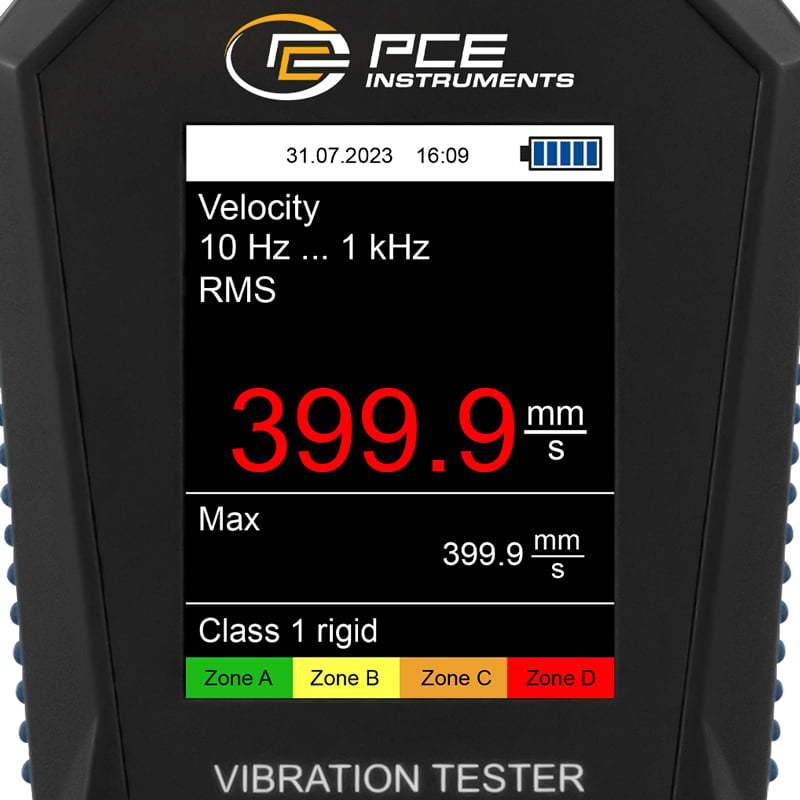 Medidor de vibración PCE-VT 3900, con modo FFT y registrador de datos - 3