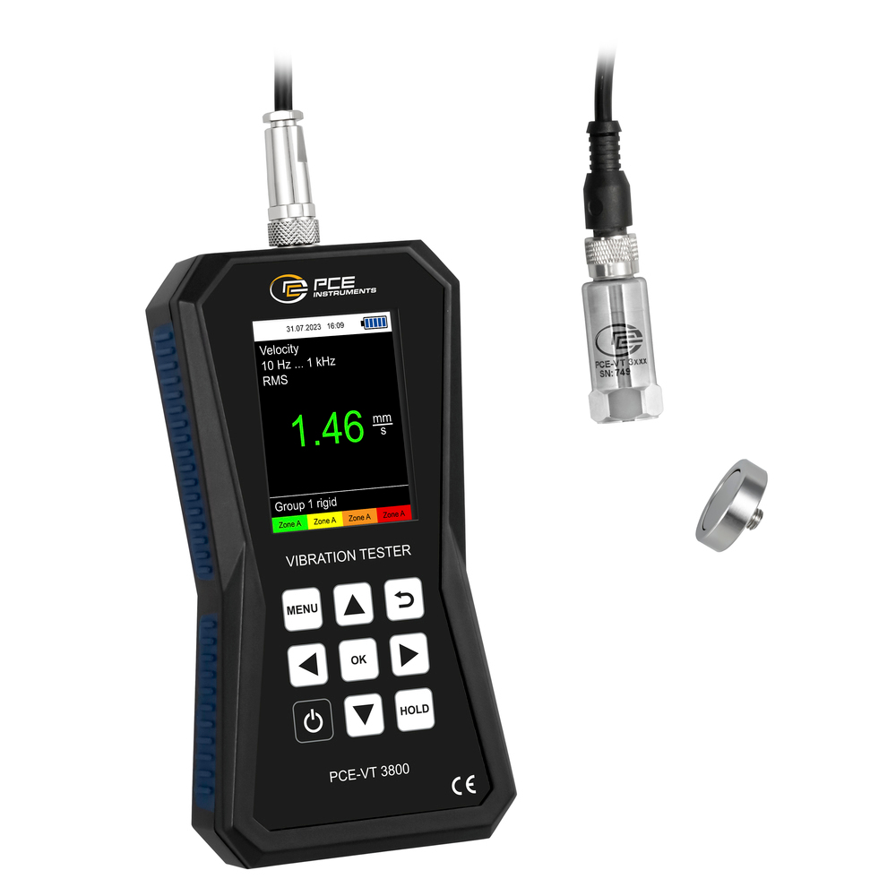 Vibromètre PCE-VT 3800, mesure les vibrations, avec enregistreur de données - 1