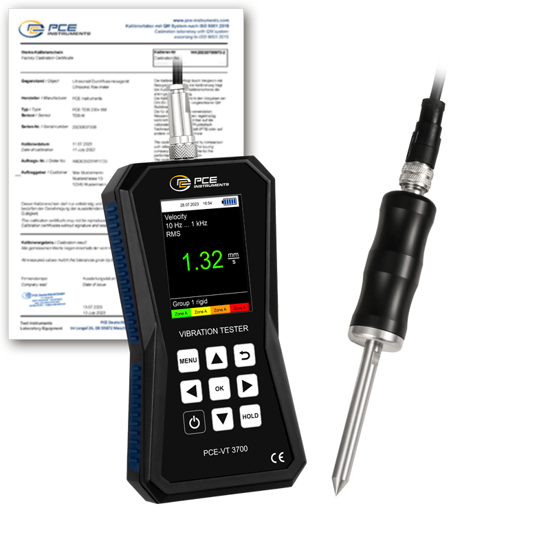 Prístroj na meranie vibrácií PCE-VT 3700, s ihlovým senzorom + certifikát ISO - 1
