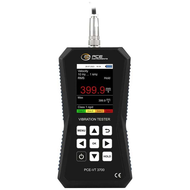 Tärinämittari PCE-VT 3700, mittaa tärinän + ISO-sertifikaatti - 2