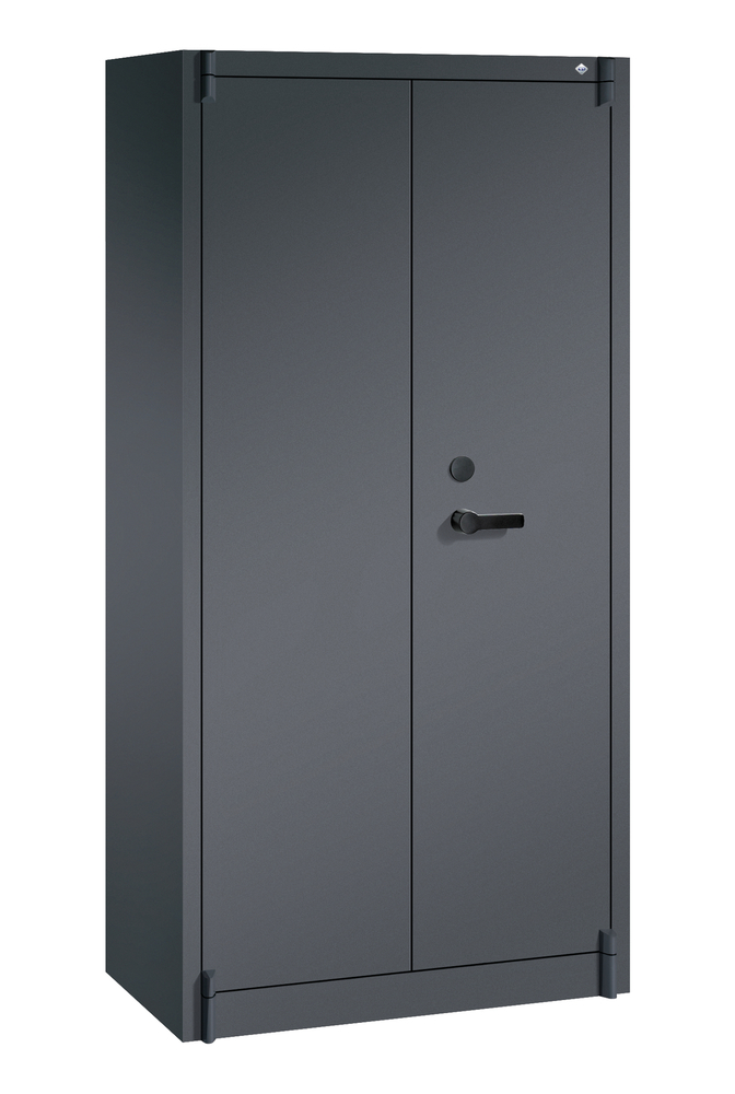 C+P fire-rated wing door cabinet Certos, 930 x 500 x 1950 mm, dark grey, with 2 lockers - 1