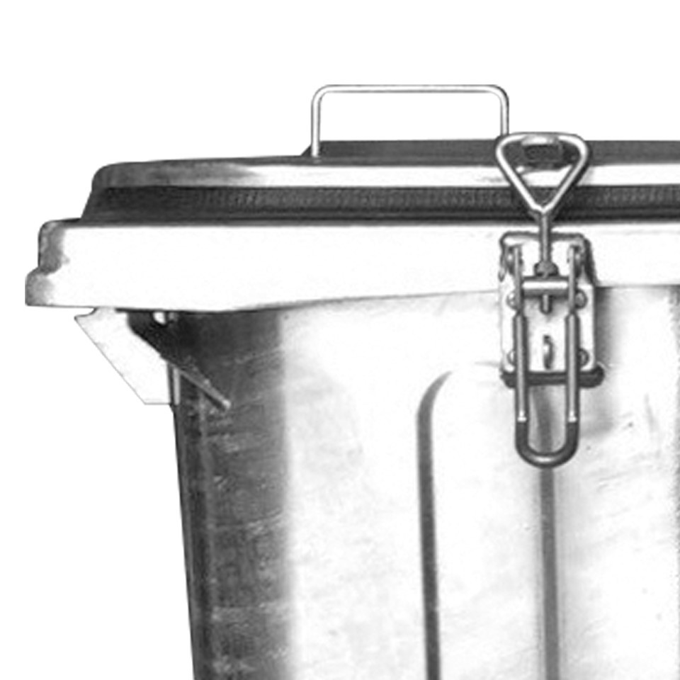 Mobile steel waste bin, galvanised, 240 litre capacity, with clamp closure - 2