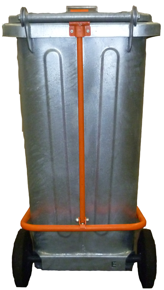 Mobile steel waste bin, galvanised, 120 litre capacity, with pedal ...