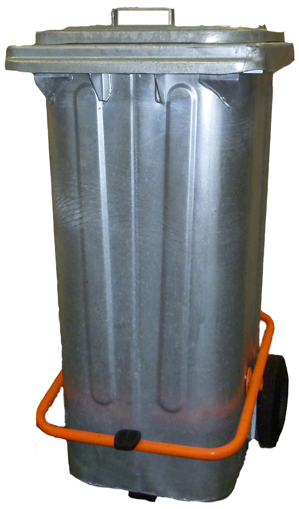 Mobile steel waste bin, galvanised, 120 litre capacity, with pedal lever device - 2