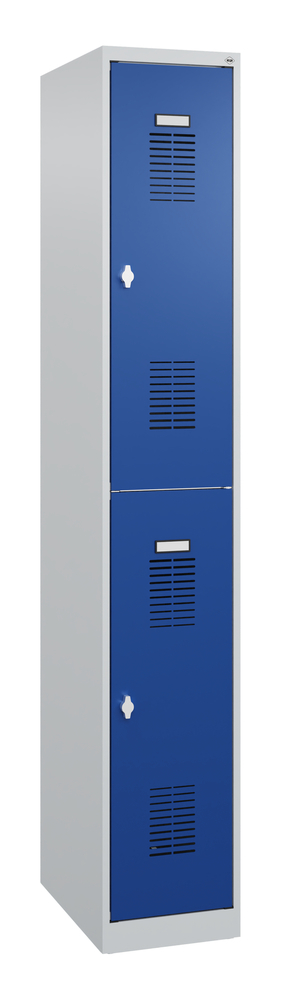 C+P clothes locker double-decker base, 1 compartment, 300 x 500 x 1850 mm, blue door - 2