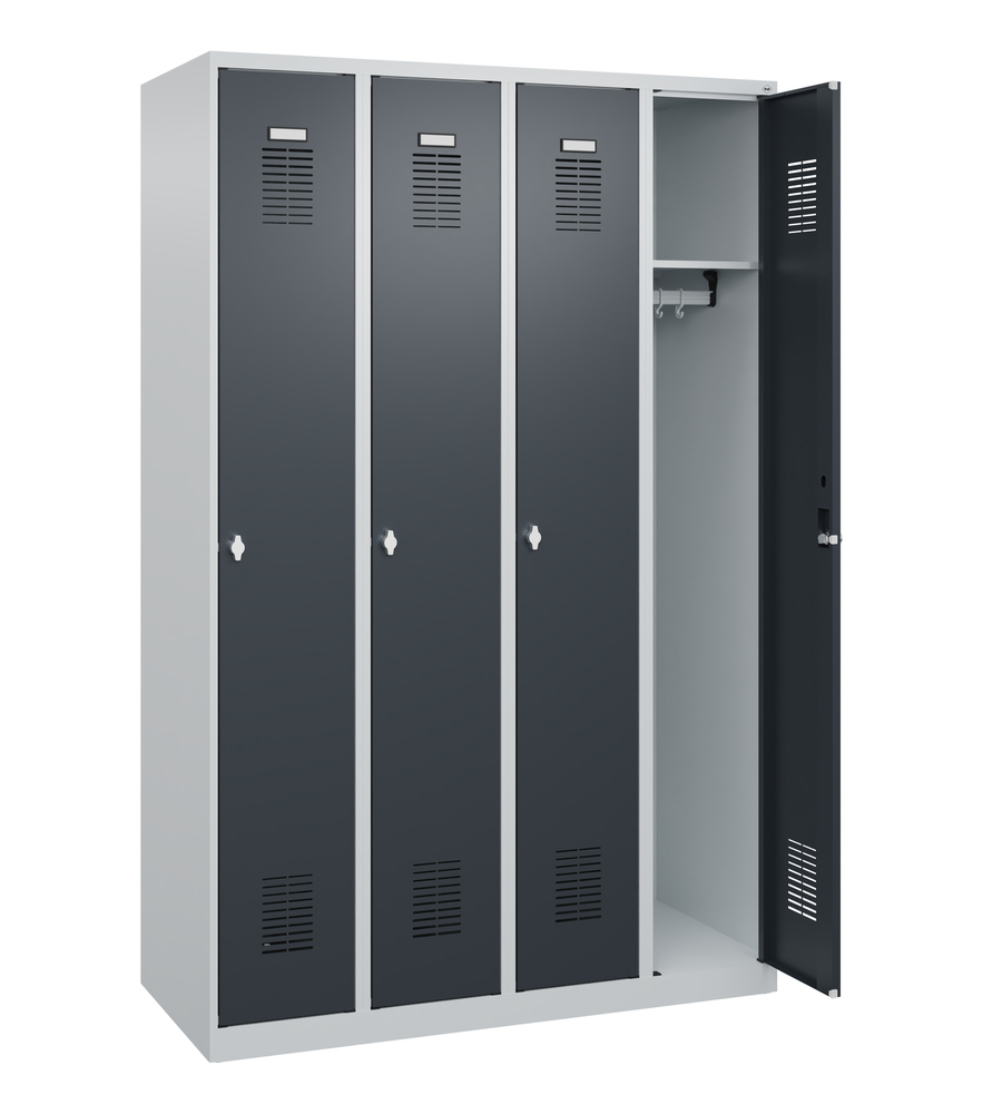 Vestiaire C+P Basis, 4 compartiments, 1200 x 500 x 1850 mm, portes anthracite - 1