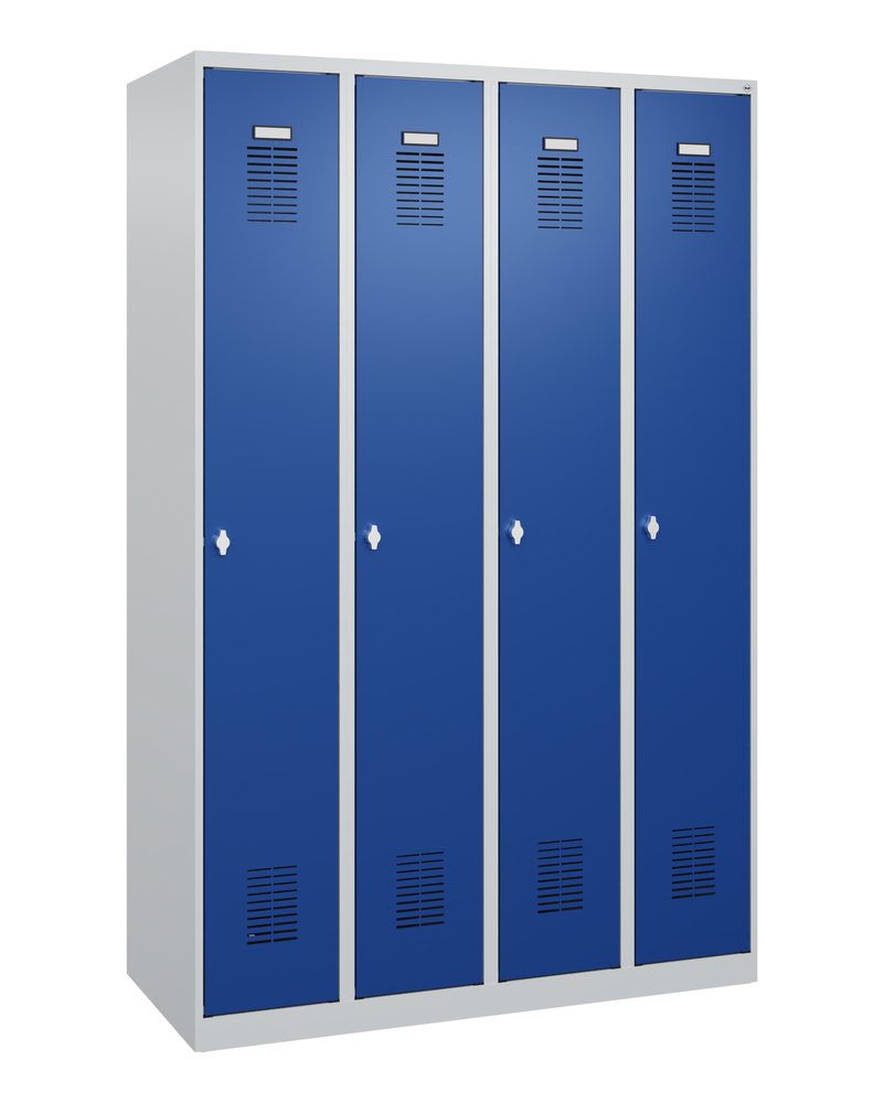 C+P Kleiderspind Basis, 4 Schrankabteile, 1200 x 500 x 1850 mm, Türen blau - 2
