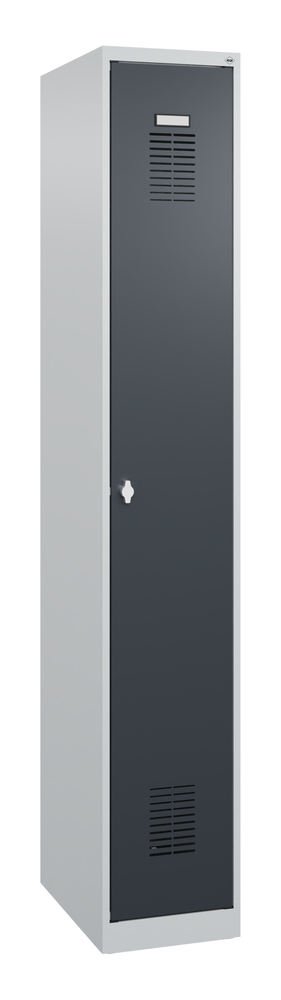 C+P Basic clothes locker, 1 locker compartment, 300 x 500 x 1850 mm, anthracite doors - 2