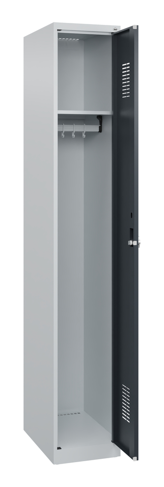 C+P Basic clothes locker, 1 locker compartment, 300 x 500 x 1850 mm, anthracite doors - 1