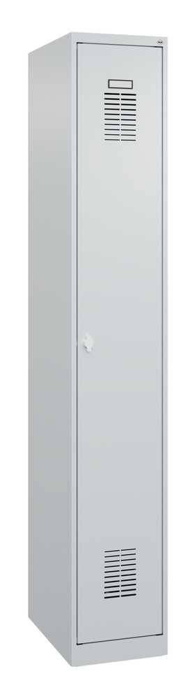 C+P Basic clothes locker, 1 locker compartment, 300 x 500 x 1850 mm, grey doors - 2