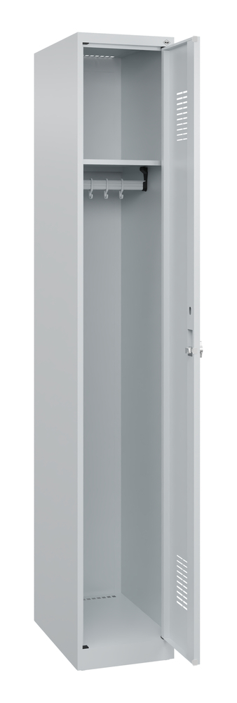 C+P Basic clothes locker, 1 locker compartment, 300 x 500 x 1850 mm, grey doors - 1