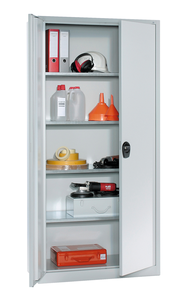C+P materiaalkast Basis, met 4 legplanken, 930 x 400 x 1950 mm, deuren lichtgrijs - 3