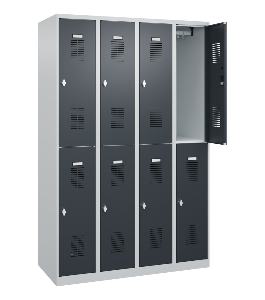 Armadietto spogliatoio a 2 piani Basis C+P, 4 scomparti, 1200 x 500 x 1850 mm, porte antracite - 1