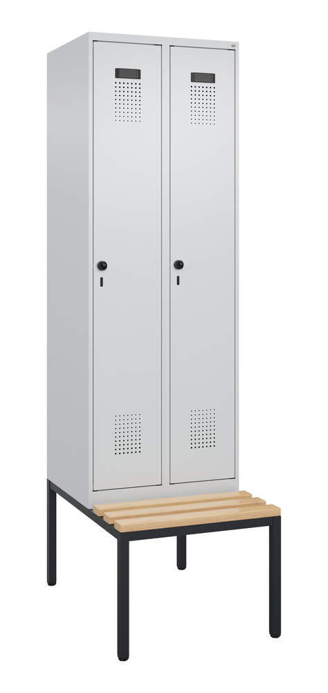 C+P garderobekast Cabo-Plus met zitbank, 2 compartimenten, 600 x 500/815 x 2120 mm, grijs - 3