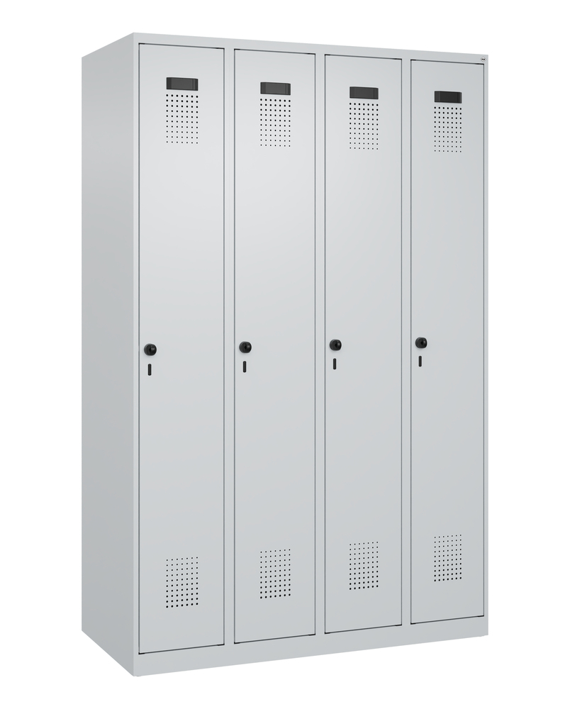 C+P Cabo-Plus floor-standing clothes locker, 4 compartments, 1200 x 500 x 1850 mm, grey - 1