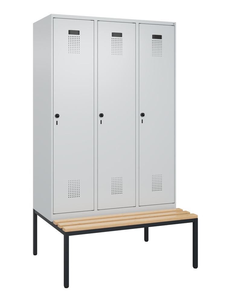 C+P Cabo-Plus öltözőszekrény paddal, 3 rész, 1200 x 500/815 x 2120 mm, szürke - 1