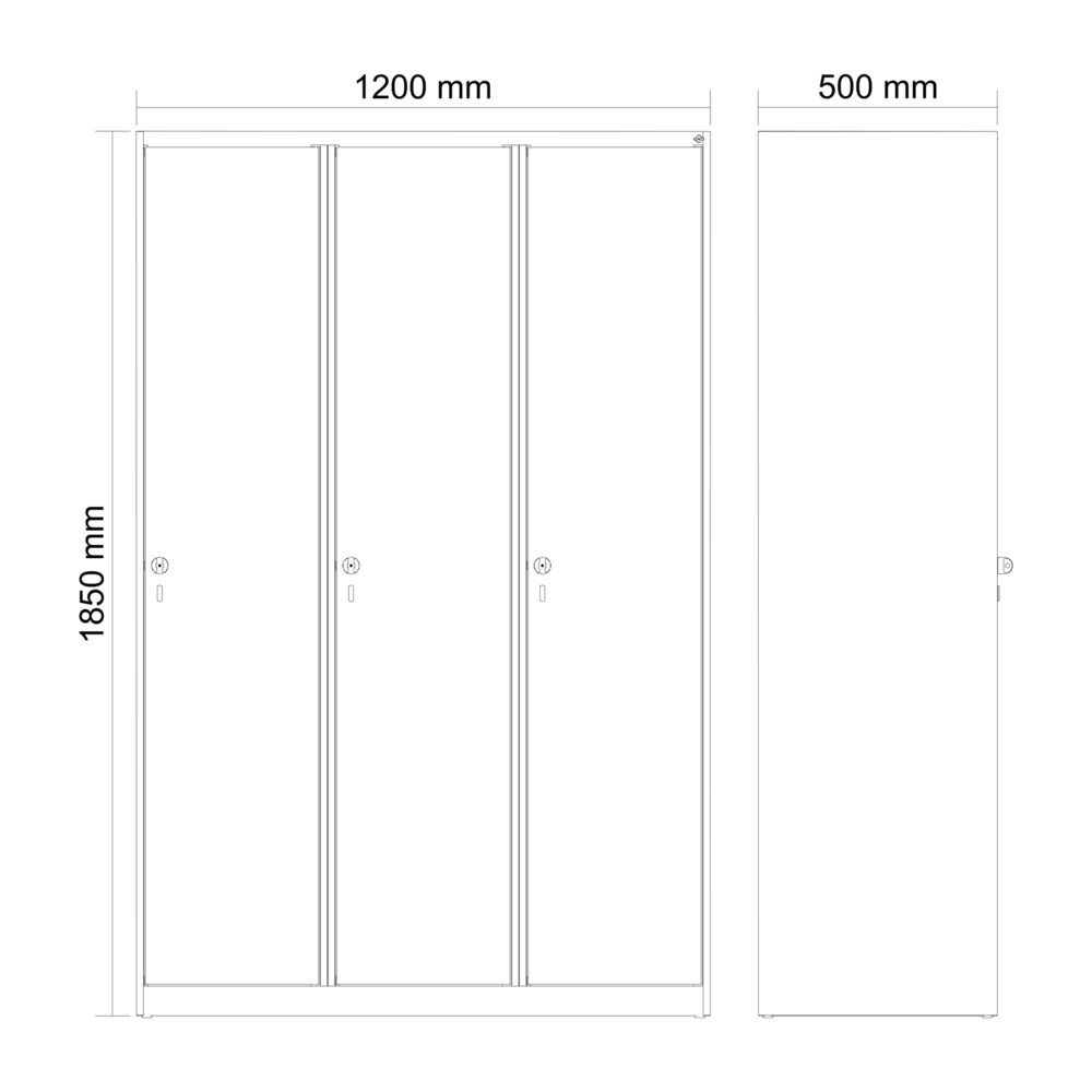Vestiaire C+P Cabo-Plus, 3 compartiments, 1200 x 500 x 1850 mm, gris/gris noir, sans pieds - 2