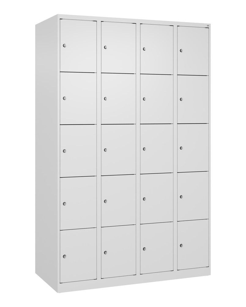 Armoire à casiers Cabo Plus, 4 compartiments avec 5 casiers, 1200 x 500 x 1850 mm, blanc, sans pieds - 1
