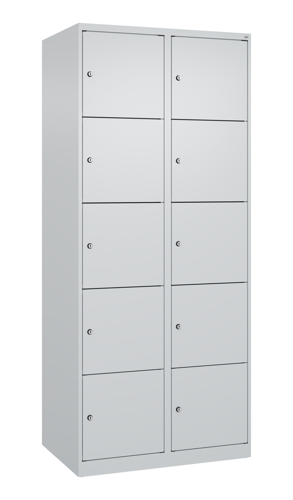 C+P Schließfachschrank Cabo-Plus, 2 Abteile je 5 Fächer, 800 x 500 x 1850 mm, grau, bodenstehend - 1