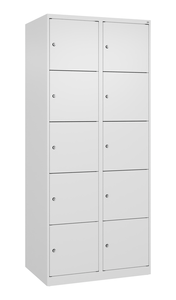 Armoire à casiers Cabo Plus, 2 compartiments avec 5 casiers, 800 x 500 x 1850 mm, blanc, sans pieds - 1