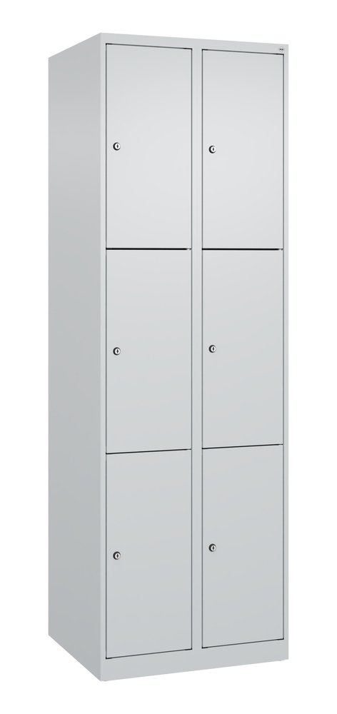 C+P Cabo-Plus locker cabinet, 2 compartments, 600 x 500 x 1850 mm, light grey, floor-standing - 1