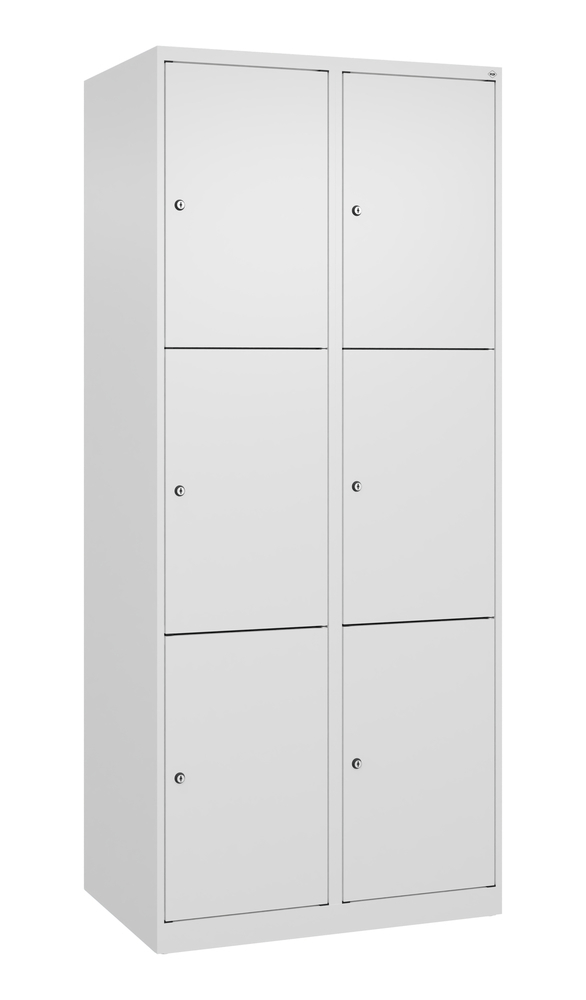 Armoire à casiers C+P Cabo-Plus, 2 compartiments, 800 x 500 x 1850 mm, blanc trafic, sans pieds - 1